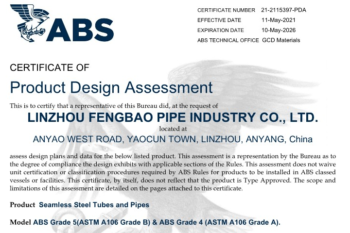 CERTIFICATE OF Product Design Assessment 